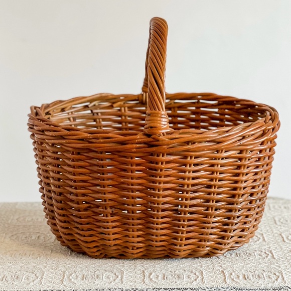 Vintage Gathering Basket French Country Market Basket - Picture 3 of 5